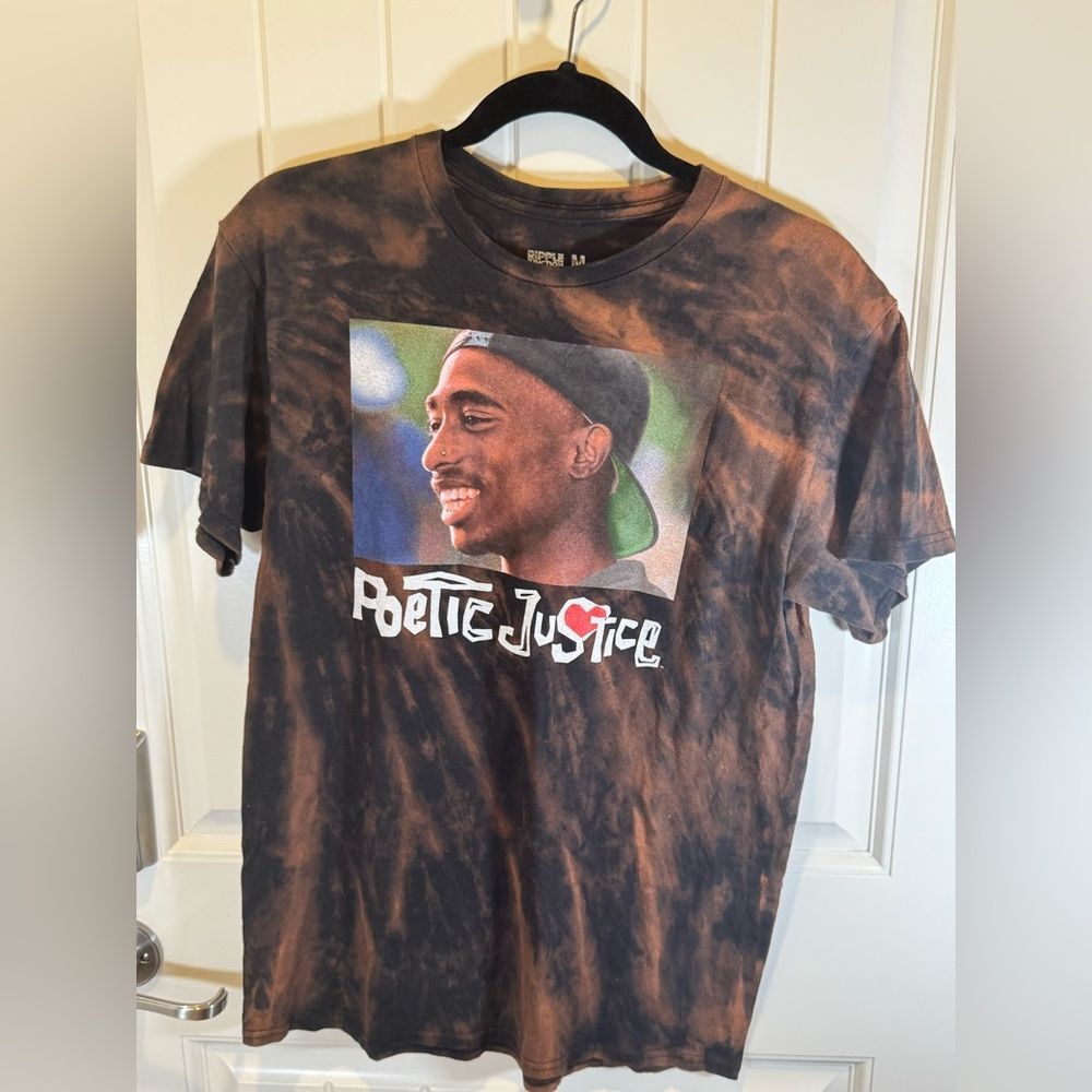 Poetic Justice Tupac Custom Bleach Dyed Unisex Medium Tee